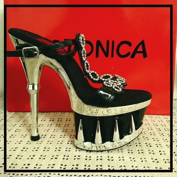 Kotonica BELLA Black Crystal Embellished Stilettos - Picture 1 of 7